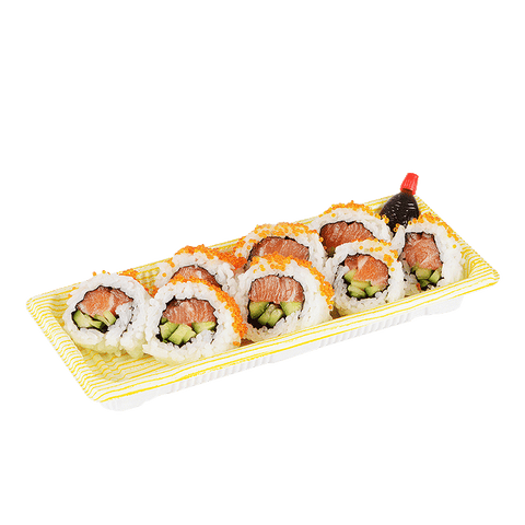 Inside Out Roll, Fresh Salmon, Cucumber & Crab Salad